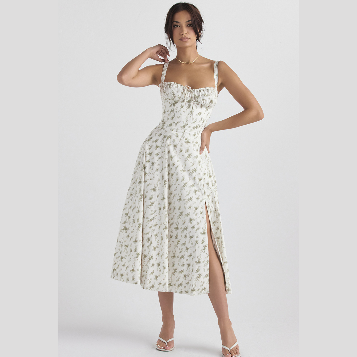 Women's Elegant Sleeveless Floral Summer Midi Dress