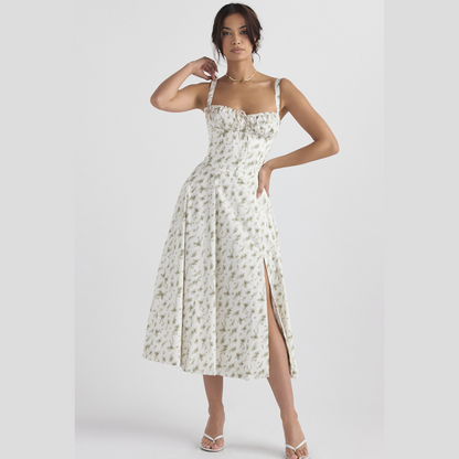 Women's Elegant Sleeveless Floral Summer Midi Dress