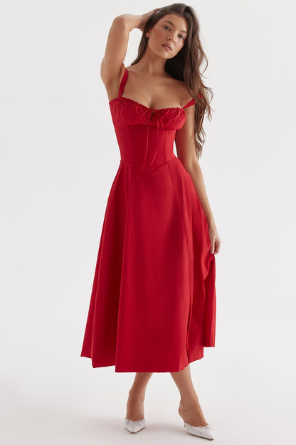 Women's Elegant Sleeveless Floral Summer Midi Dress