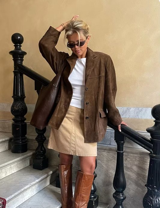 Women's Elegant Tailored Suede Blazer