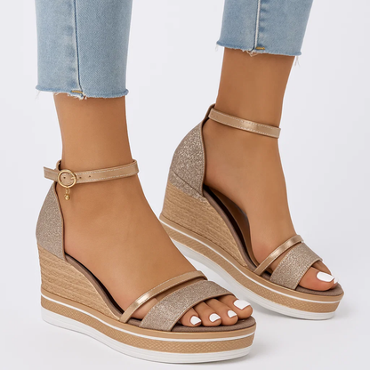 Women's Glitter Finish Wedge Sandals