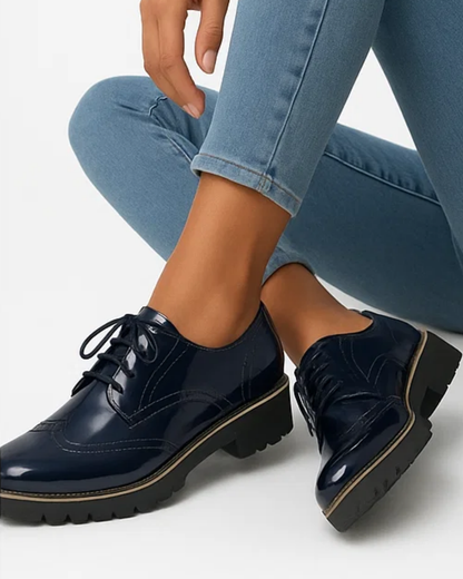 Women's Shiny Casual Lace-Up Shoes