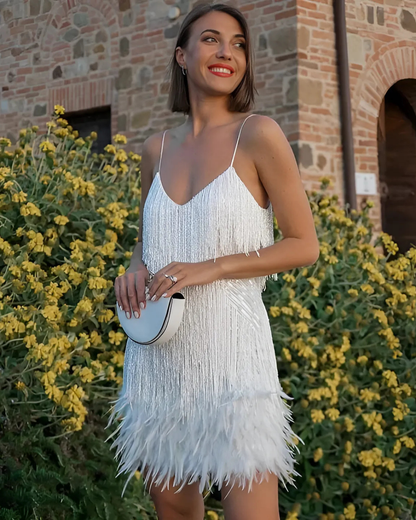 Women's Trendy Fringe Mini Dress With Chic Style