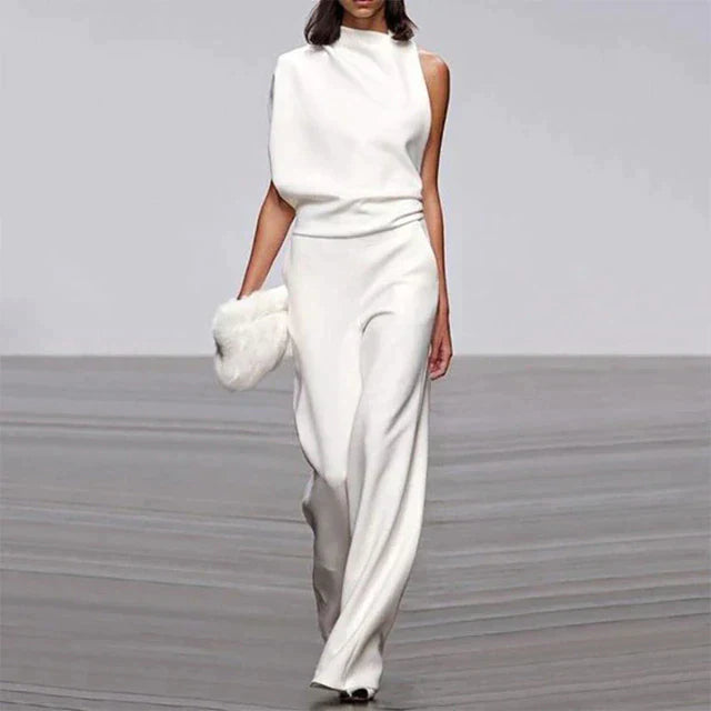 Wide-leg jumpsuit for women | An elegant one-shoulder