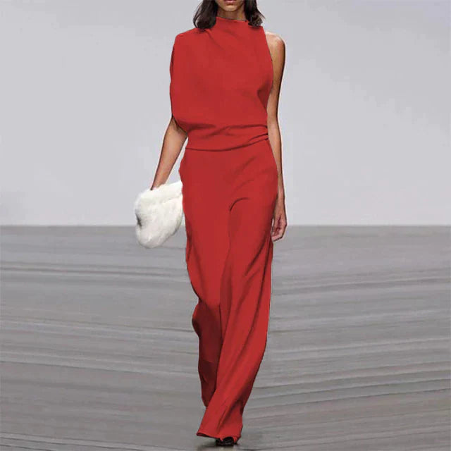 Wide-leg jumpsuit for women | An elegant one-shoulder