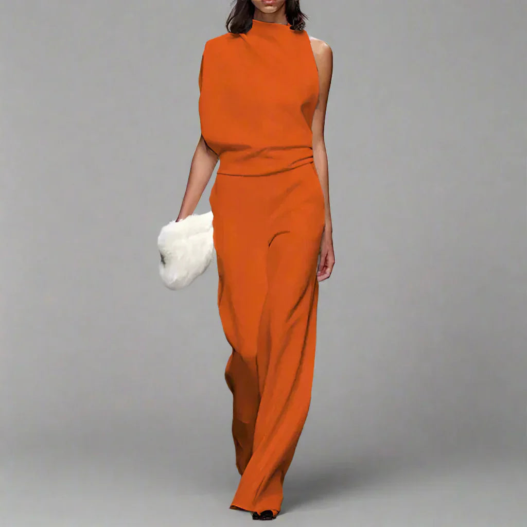 Wide-leg jumpsuit for women | An elegant one-shoulder