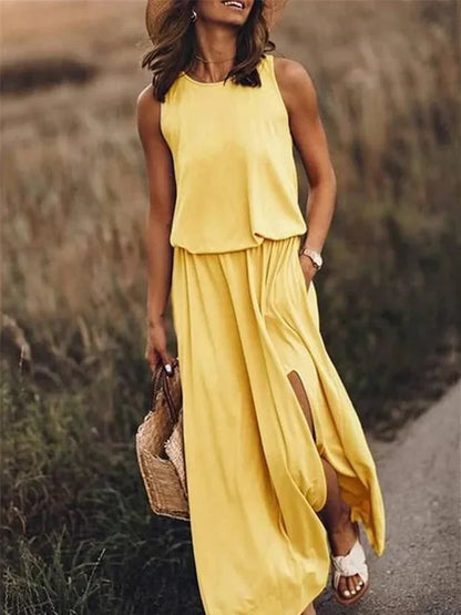 White Amelia Maxi Dress, Relaxed Fit