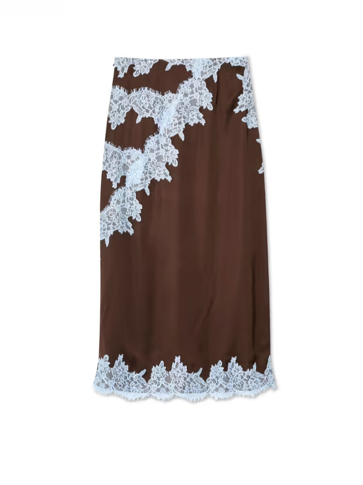 Beautiful Lace Trimmed Top and Skirt Set