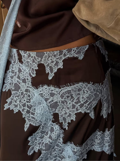 Beautiful Lace Trimmed Top and Skirt Set