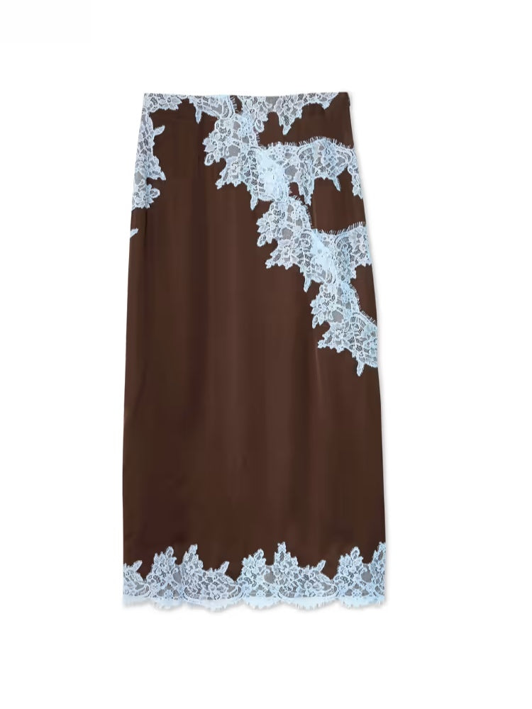 Beautiful Lace Trimmed Top and Skirt Set