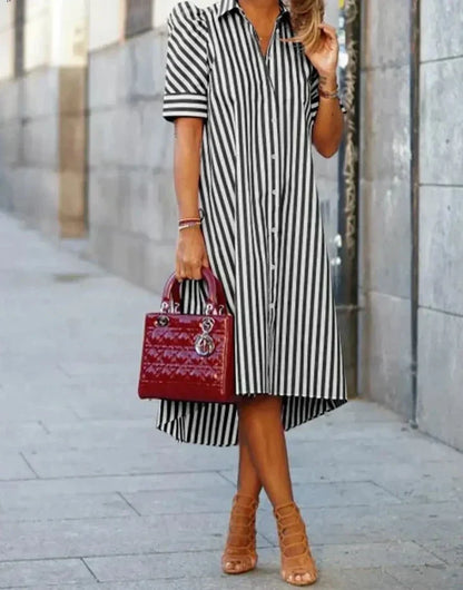 Black and white striped Clara shirt dress