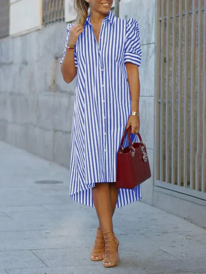 Black and white striped Clara shirt dress