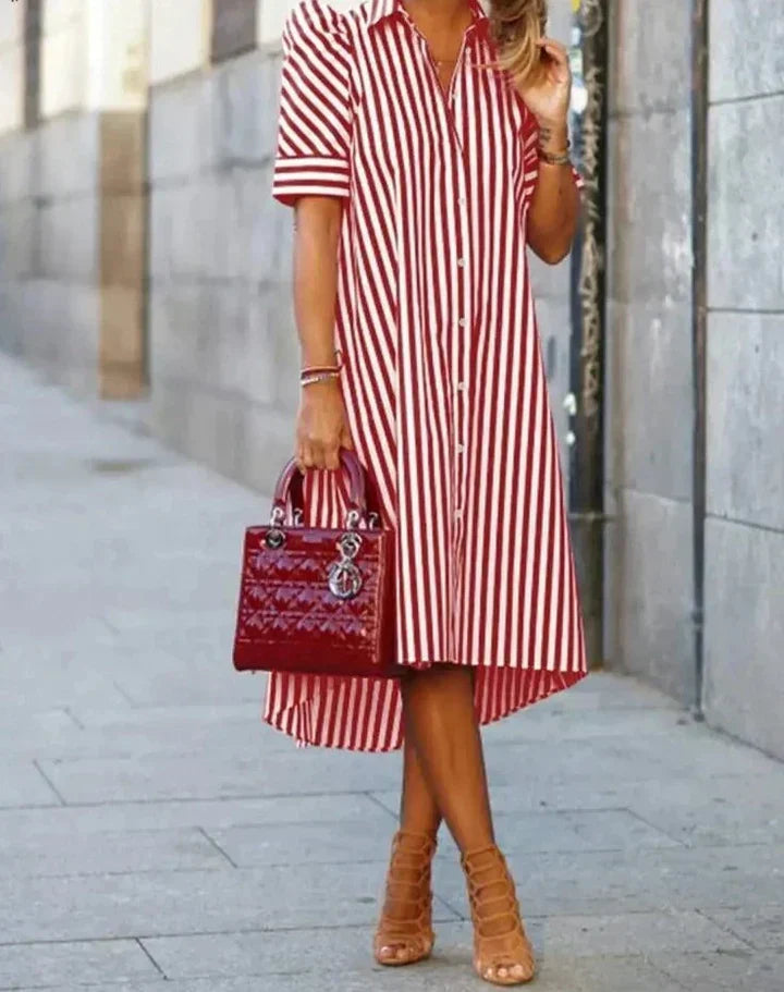 Black and white striped Clara shirt dress