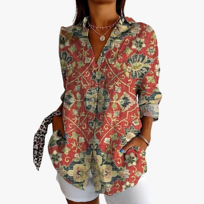 Beatrix | Embroidered Linen Blouse for Women with Handcrafted Embroidery