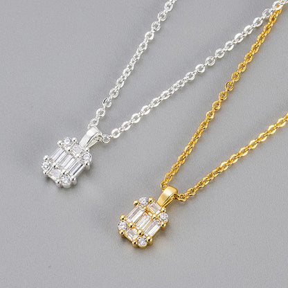 Zircon Cube Pendant Necklace Women made of Copper