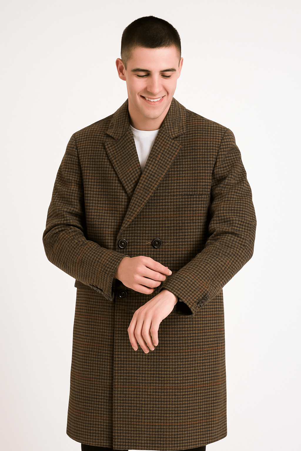 Checked jacket made of warm fabric blend