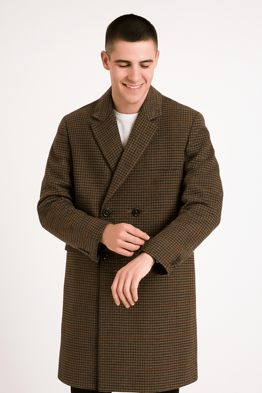 Checked jacket made of warm fabric blend