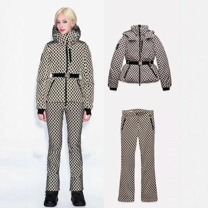 Winter ski suit for women with hood