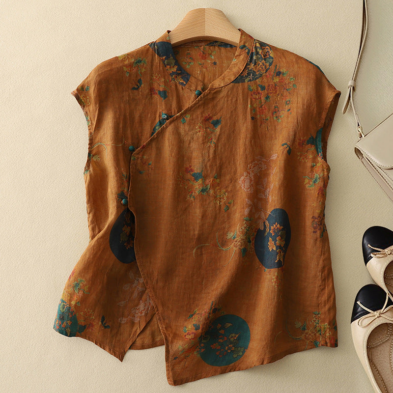 Image of Abigail | Women's Sleeveless Floral Print Blouse