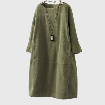 Casual Button Front Corduroy Dress