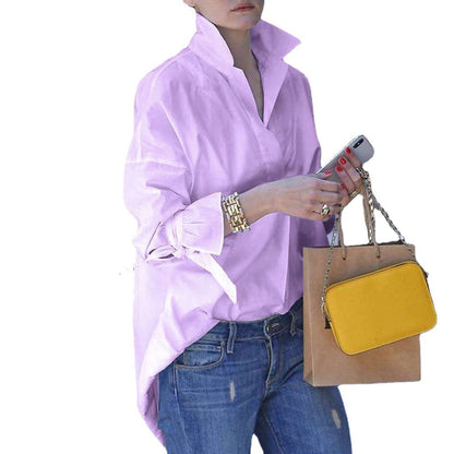 Amy – Casual solid color women's blouses for spring and autumn