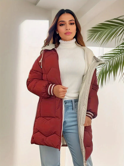 Women's hooded zipper coat by Hauda