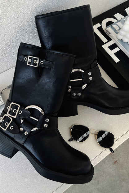 Women's Ankle High Black Leather Boots