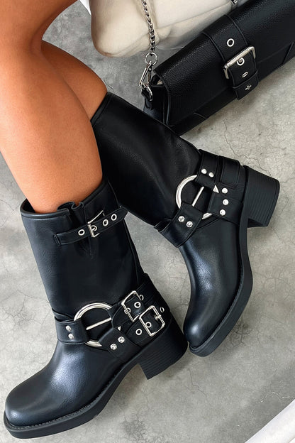 Women's Ankle High Black Leather Boots