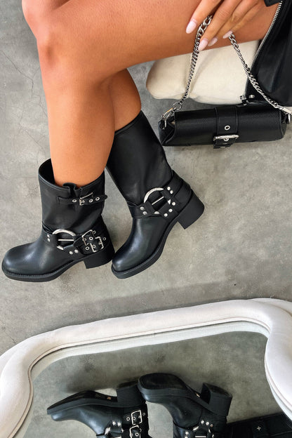 Women's Ankle High Black Leather Boots