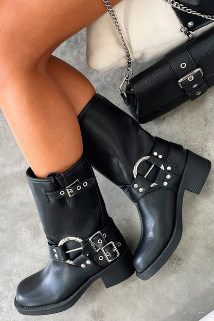 Women's Ankle High Black Leather Boots