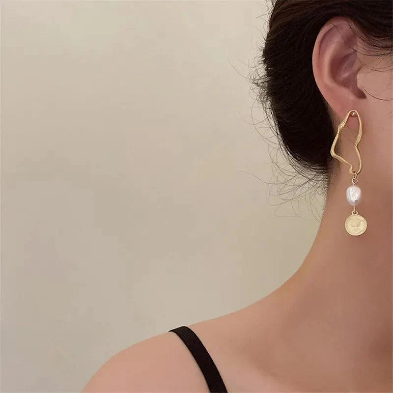 Abbie | Asymmetric Earrings with Baroque Pearls for Women