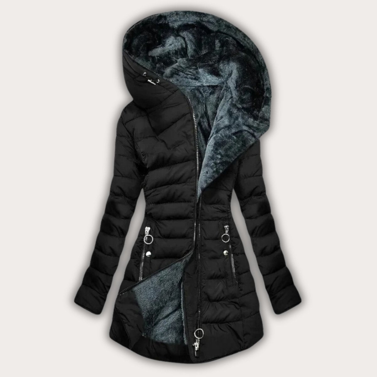 Aubrey | Asymmetrical Hooded Puffer Coat