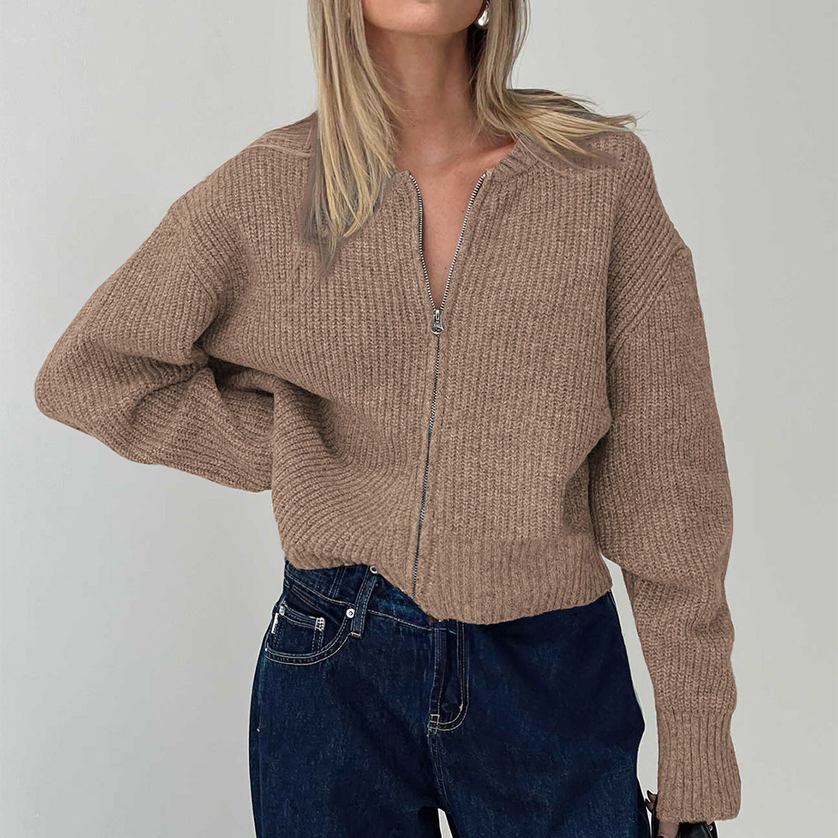 Women's cardigan with zipper