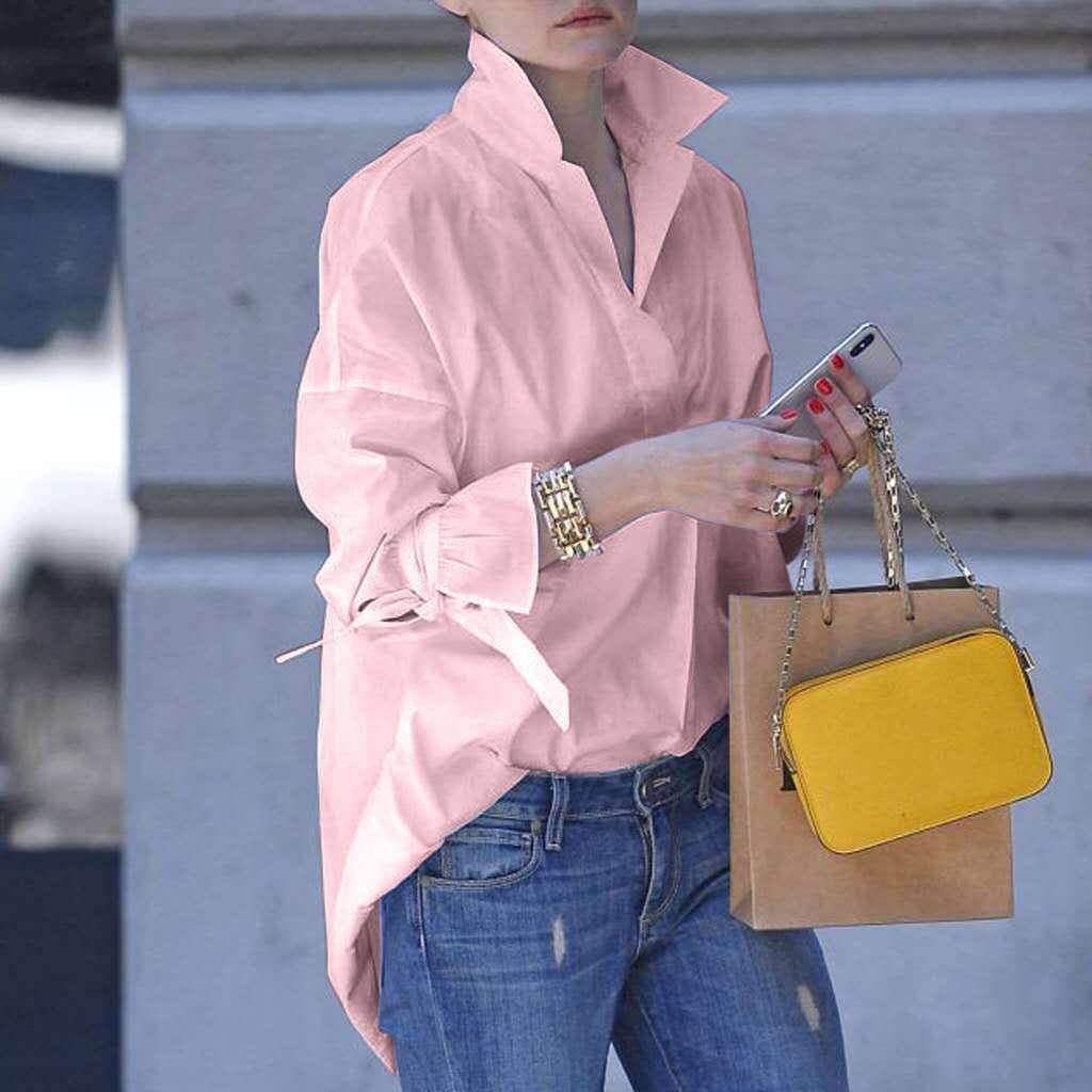 Amy – Casual solid color women's blouses for spring and autumn