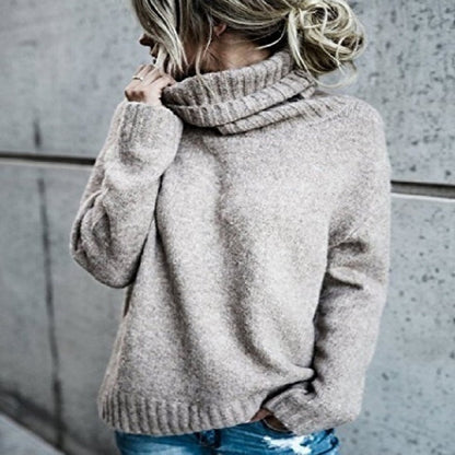 Winter sweater with turtleneck made of soft knitwear