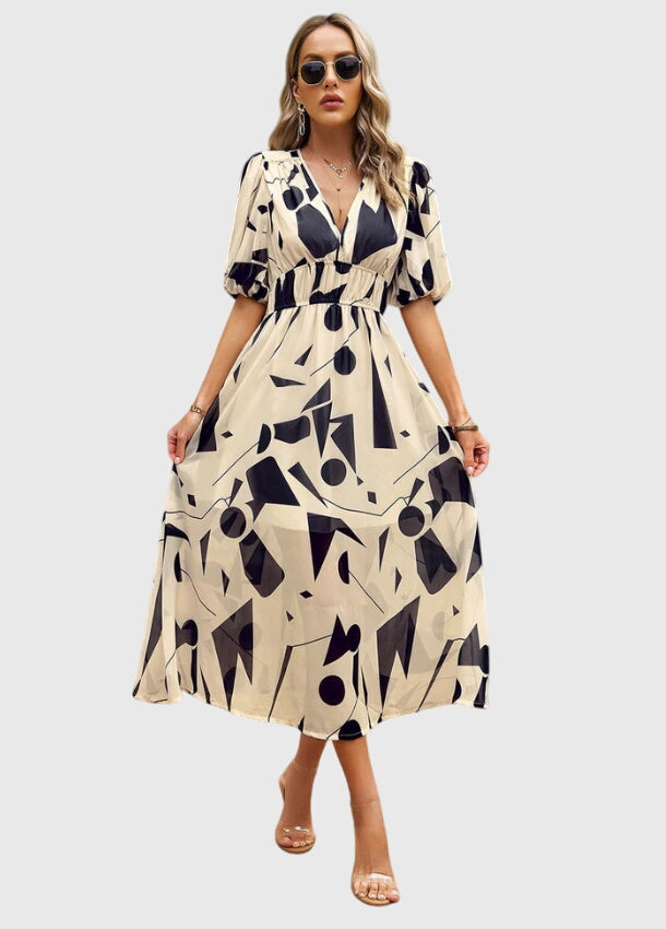 Chic Floral Knee Length Dress