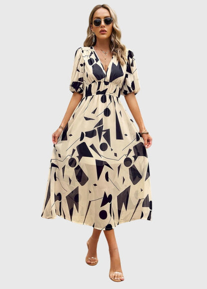 Chic Floral Knee Length Dress