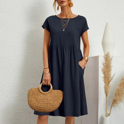 Women's Hannah Cotton Dress, Round Neck