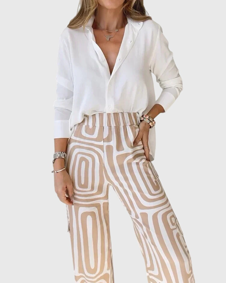 Women's Slim Fit Pants with Free Top and Waist Belt