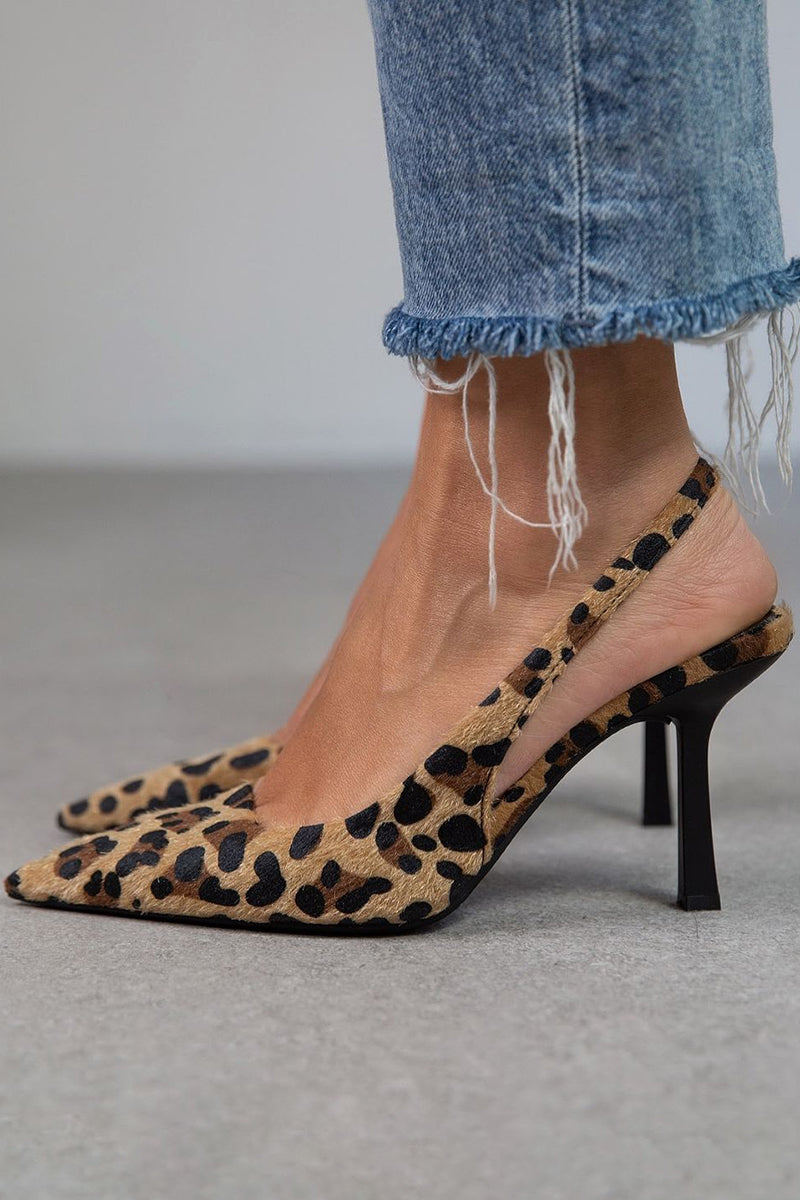 Brown Leopard Ankle High Heel Pumps - Olytrend