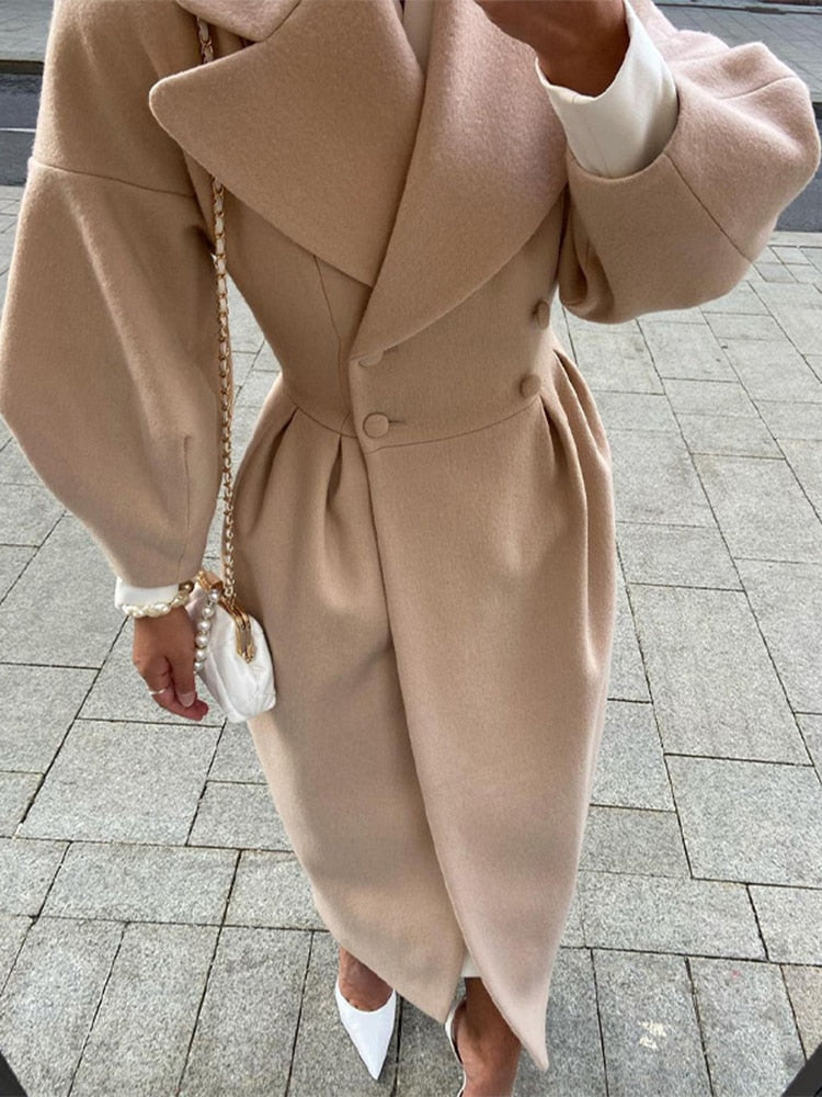 Women's trench coat | Double-breasted with lapels & long fit