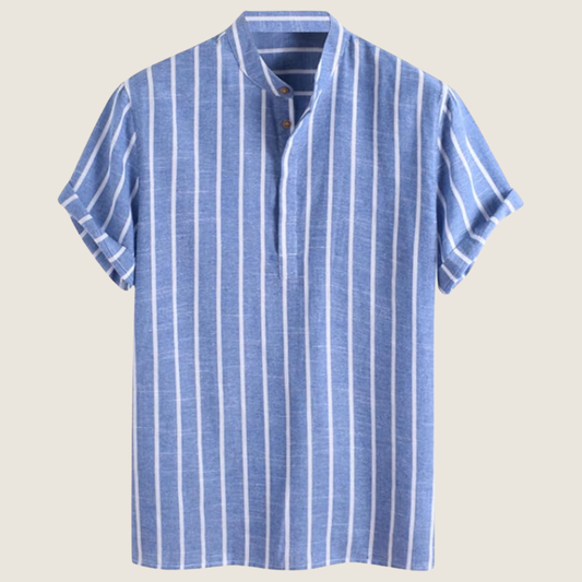 Casual Men's Striped Short Sleeve Henley Top - Olytrend