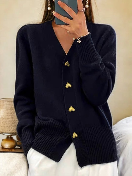 Women's knit cardigan with heart buttons | Regular fit