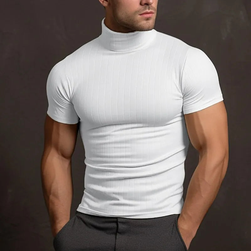 Alejandro - Plain turtleneck t-shirt for men