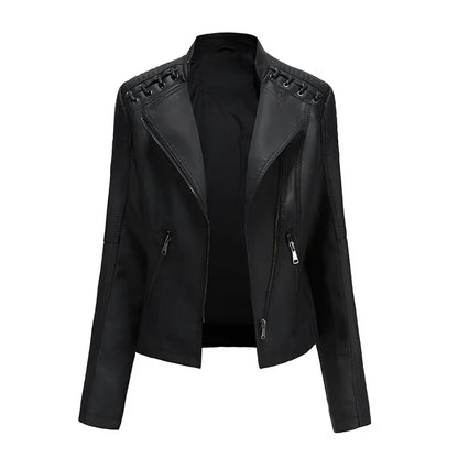 Arline Zippered Leatherette Jacket