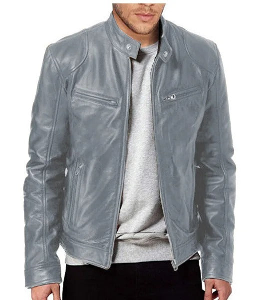 Brodie jacket in PU leather with stand-up collar