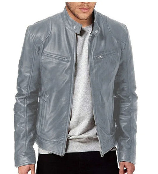 Brodie jacket in PU leather with stand-up collar