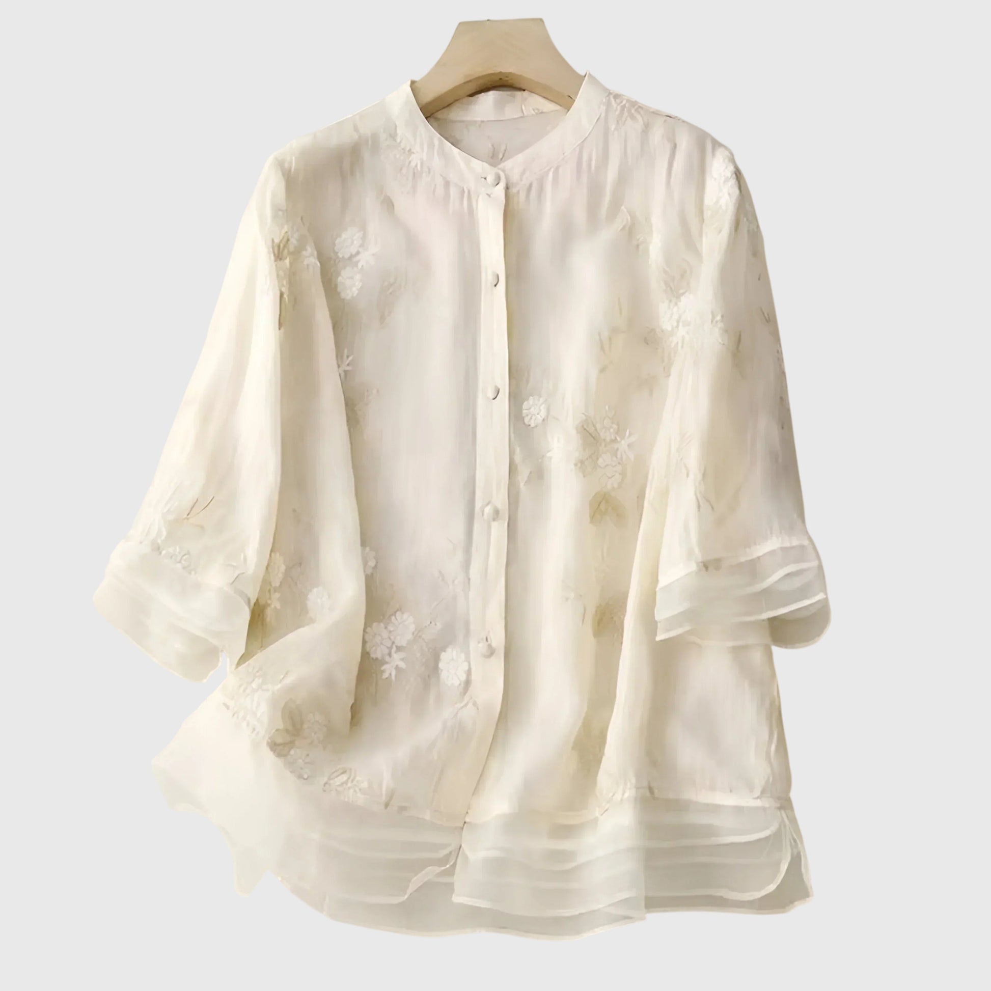 Beautiful Blouse With Floral Embroidery - Olytrend