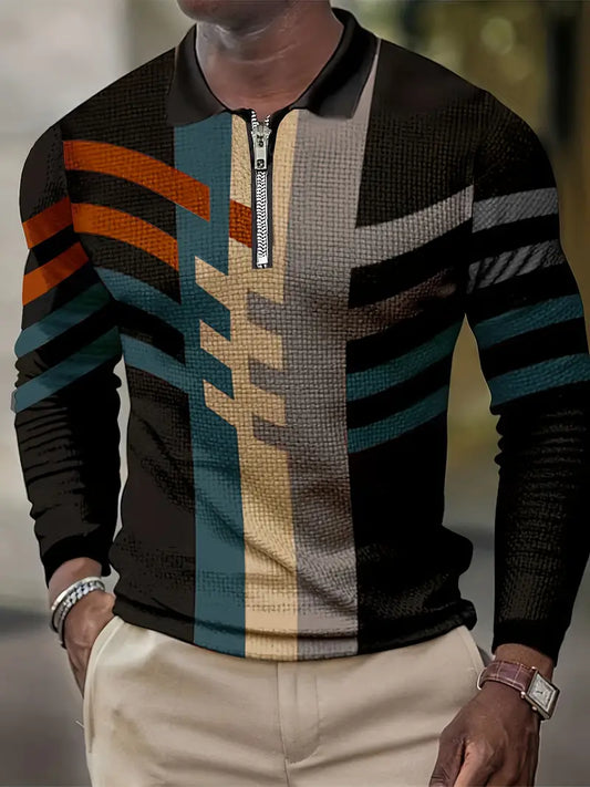 Vintage John long-sleeve waffle shirt with color blocks