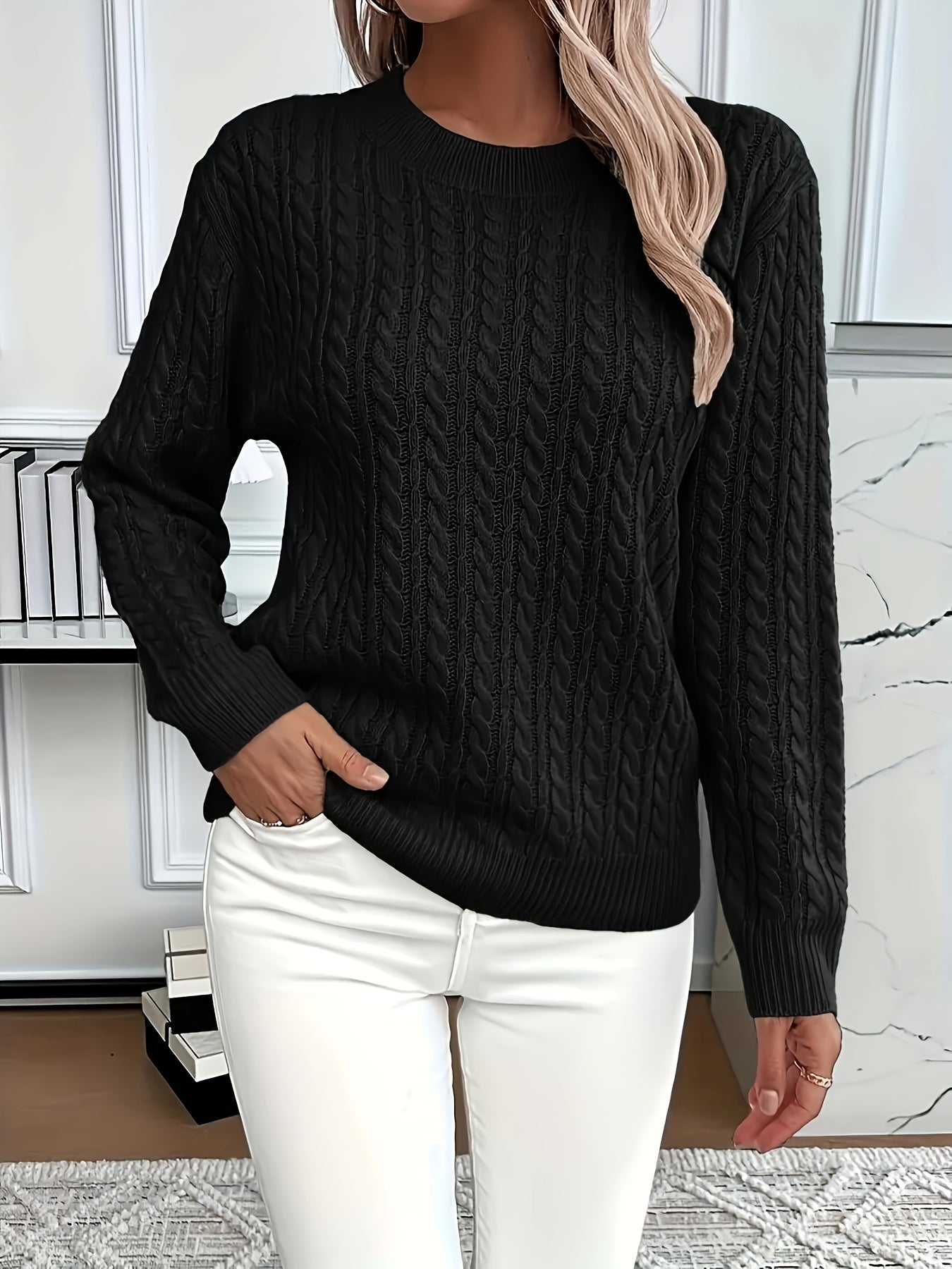 Cable knit sweater for women - Soft and elegant sweater for spring and autumn